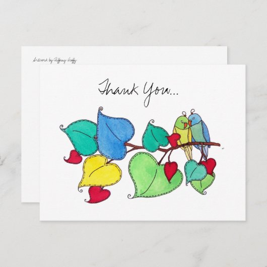 Tortelduifjes Dank u Briefkaart (Voorkant / Achterkant)