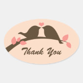 Tortelduifjes Dank u Ovale Sticker (Voorkant)