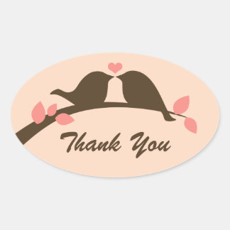 Tortelduifjes Dank u Ovale Sticker