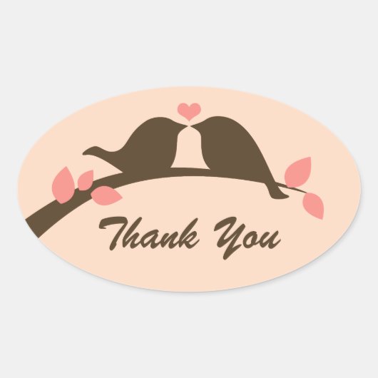 Tortelduifjes Dank u Ovale Sticker (Voorkant)