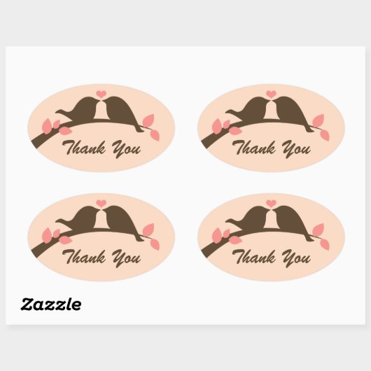Tortelduifjes Dank u Ovale Sticker (Vel)