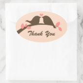 Tortelduifjes Dank u Ovale Sticker (Tas)