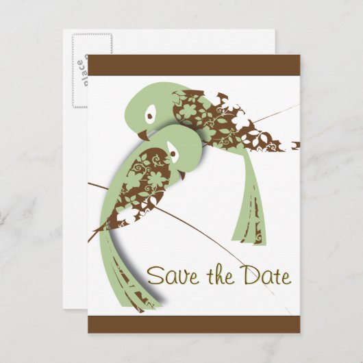 Tortelduifjes, datum opslaan aankondigingskaart (Voorkant / Achterkant)