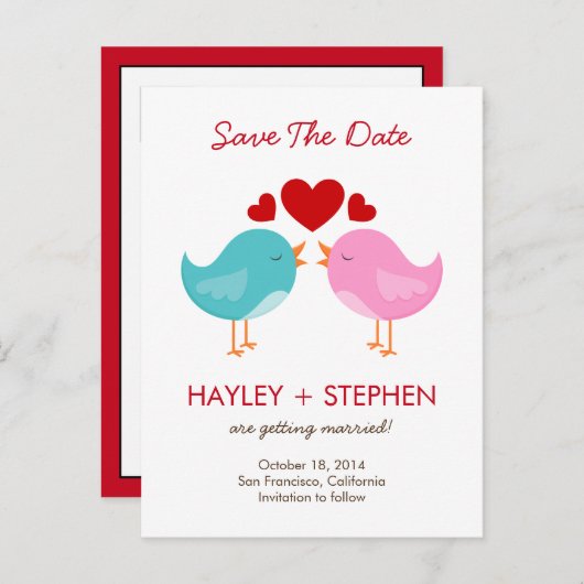 Tortelduifjes De datum Kaart opslaan (Voorkant / Achterkant)