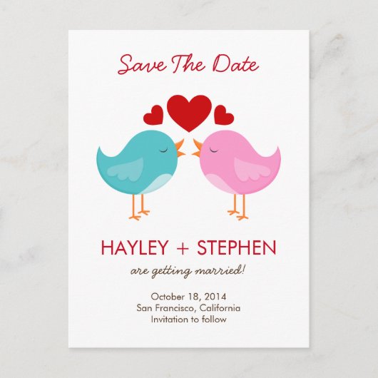 Tortelduifjes De datum Kaart opslaan (Voorkant)