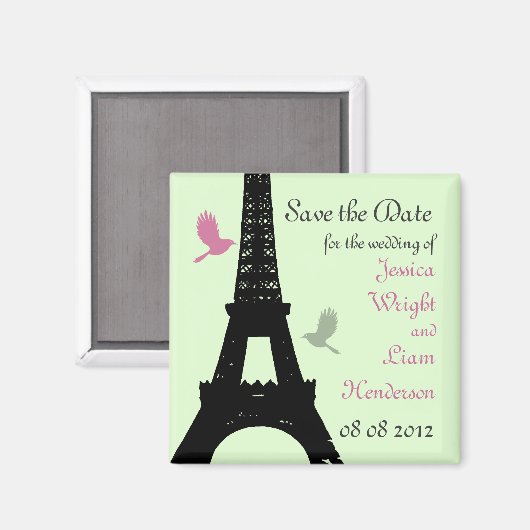 Tortelduifjes De datum opslaan (groen) Magneet (Voorkant / Achterkant)