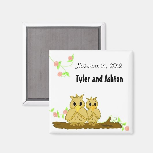 Tortelduifjes De datum opslaan Magneet (Voorkant / Achterkant)