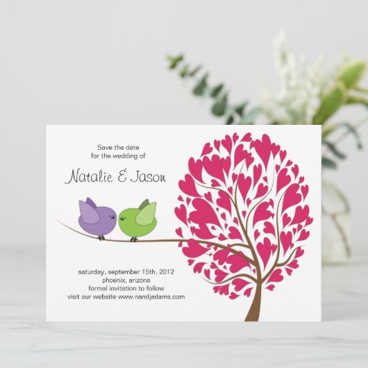 Tortelduifjes De datumkaart opslaan Save The Date (Staand voorkant)