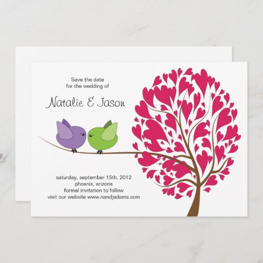 Tortelduifjes De datumkaart opslaan Save The Date (Voorkant / Achterkant)