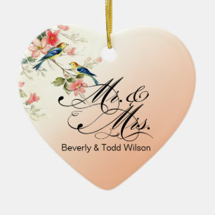 Tortelduifjes de heer en mevrouw   Pach FOTO Keramisch Ornament