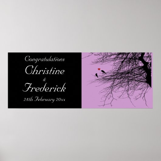 Tortelduifjes, decoratieve trouwbanner poster (Voorkant)