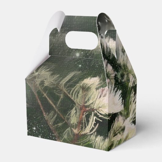 Tortelduifjes + dennenboom nacht bruiloft aangepas bedankdoosjes (Voorkant Zijde)