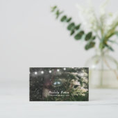 Tortelduifjes + dennenboom nacht rustieke string l visitekaartje (Staand voorkant)