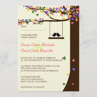 Tortelduifjes die de eik van het hart per kaart