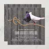 Tortelduifjes die de Knot Barn Wood Weddenschap bi Kaart (Voorkant / Achterkant)