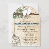 Tortelduifjes die in een Boom bijeenkomen uitnodig Kaart (Voorkant)