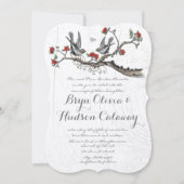  Tortelduifjes die in een rode bloesems zitten Kaart (Voorkant)