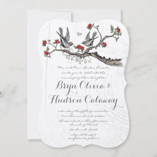  Tortelduifjes die in een rode bloesems zitten Kaart (Voorkant)