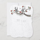  Tortelduifjes die in een rode bloesems zitten Kaart (Achterkant)