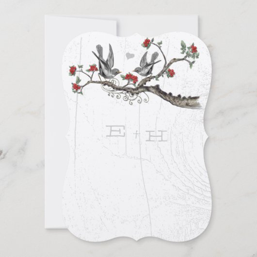  Tortelduifjes die in een rode bloesems zitten Kaart (Achterkant)