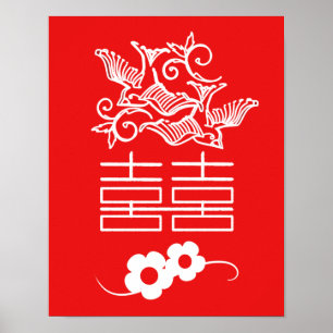 Tortelduifjes - Dubbelgeluk - Feng Shui Wall Art Poster