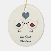 Tortelduifjes eerste kerstmis keramisch ornament (Links)