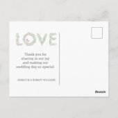 Tortelduifjes en brieven Dank u Briefkaart (Achterkant)