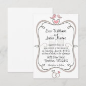 Tortelduifjes en Champagne Invitation Kaart (Voorkant / Achterkant)