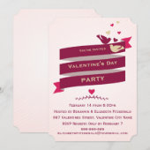 Tortelduifjes en harten Banner Valentijnse  Party Kaart (Voorkant / Achterkant)