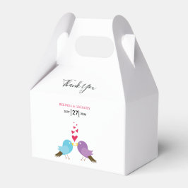 Tortelduifjes en harten bruiloft bedankdoosjes