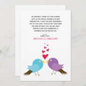 Tortelduifjes en harten bruiloft bedankkaart (Voorkant / Achterkant)