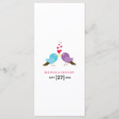 Tortelduifjes en harten bruiloft menu (Achterkant)