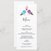 Tortelduifjes en harten bruiloft menu (Voorkant / Achterkant)