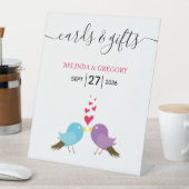 Tortelduifjes en harten bruiloft reclamebord met voetstuk (Insitu)