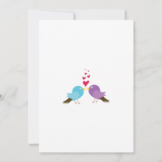 Tortelduifjes en harten die de datum opslaan save the date (Achterkant)