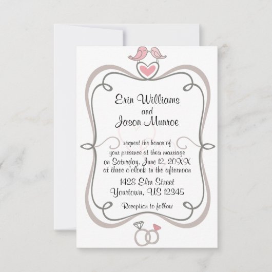 Tortelduifjes en harten uitnodiging (Voorkant)