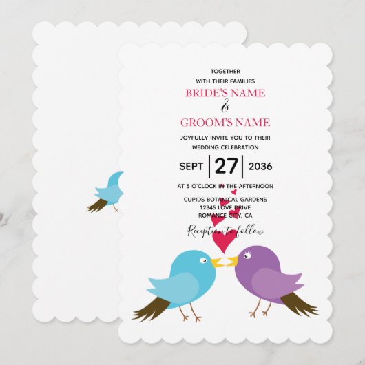 Tortelduifjes en harten Weddenschappen Kaart (Voorkant / Achterkant)