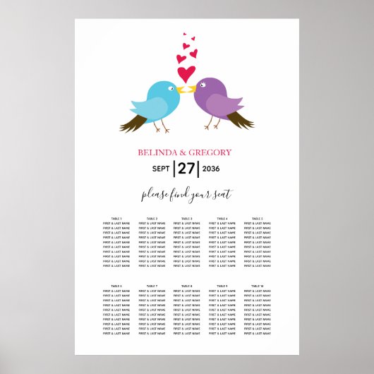 Tortelduifjes- en harten-weddenschappen poster (Voorkant)