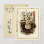 Tortelduifjes en kinderen reproductie briefkaart (Voorkant / Achterkant)