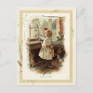 Tortelduifjes en kinderen reproductie briefkaart