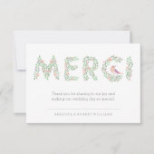 Tortelduifjes en letters Merci Bedankkaart (Voorkant)