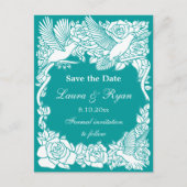 Tortelduifjes en Rozen De datum opslaan Aankondigingskaart (Voorkant)