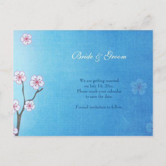 Tortelduifjes en Sakura Bewaar de datum Aankondigingskaart (Achterkant)