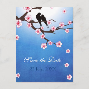 Tortelduifjes en Sakura Save the Date Aankondigingskaart