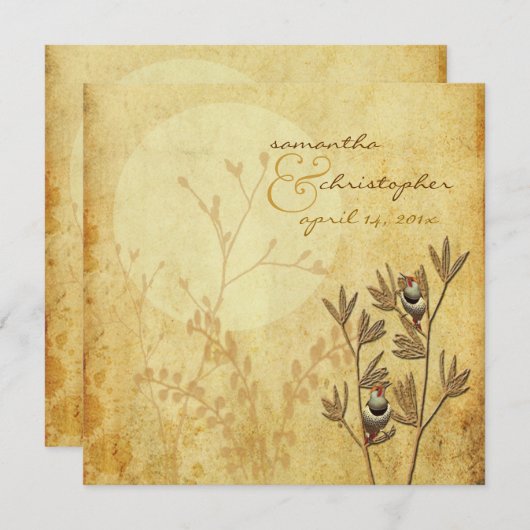 Tortelduifjes en trouwuitnodigingen kaart (Voorkant / Achterkant)