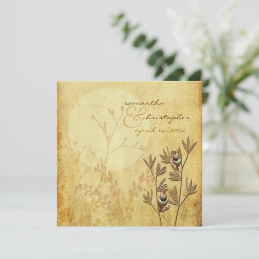 Tortelduifjes en trouwuitnodigingen kaart (Staand voorkant)