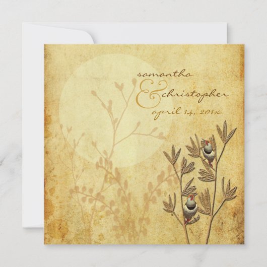 Tortelduifjes en trouwuitnodigingen kaart (Voorkant)