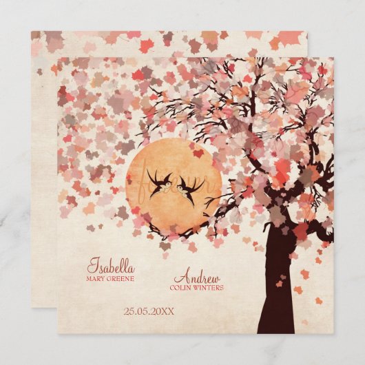 Tortelduifjes - Fall Wedding Kaart (Voorkant / Achterkant)