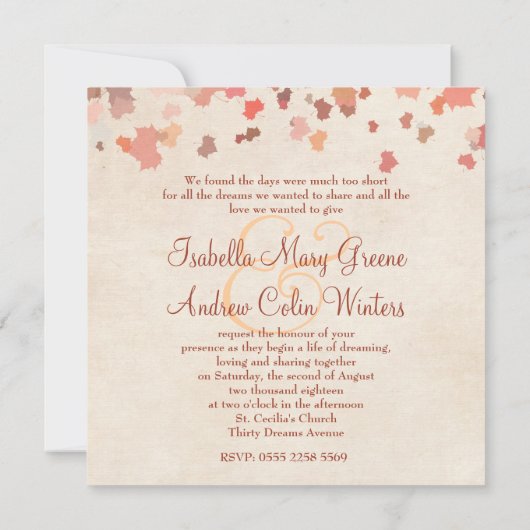 Tortelduifjes - Fall Wedding Kaart (Achterkant)