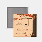 Tortelduifjes Falling Hearts Oak Tree Favor Magneet (Voorkant / Achterkant)